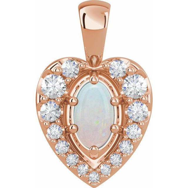 White Opal and Diamond Pendant Necklace