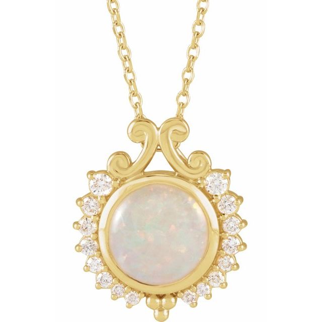 Opal and Natural Diamond Accented Necklace