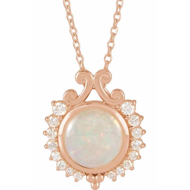 Opal and Natural Diamond Accented Necklace