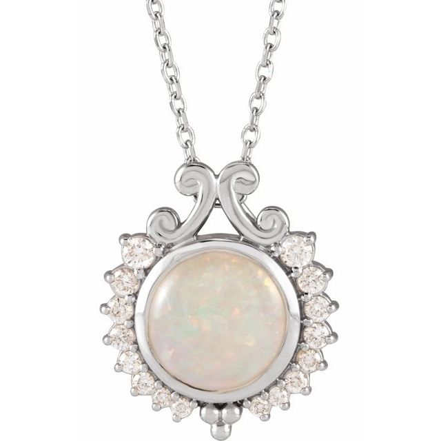 Opal and Natural Diamond Accented Necklace
