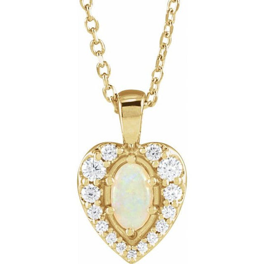 White Opal and Diamond Pendant Necklace