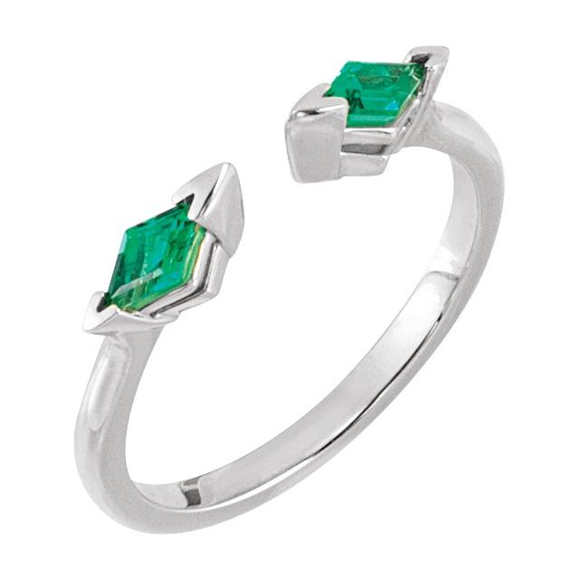 Emerald Kite 2-Stone Open Shank Ring