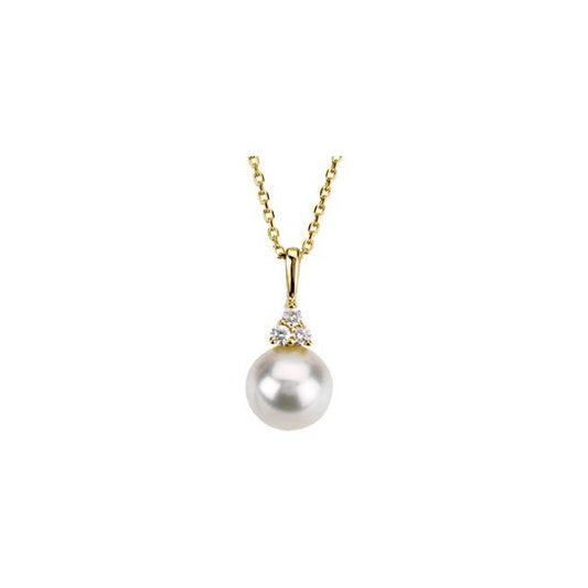 Freshwater Pearl and Accented Diamond Necklace