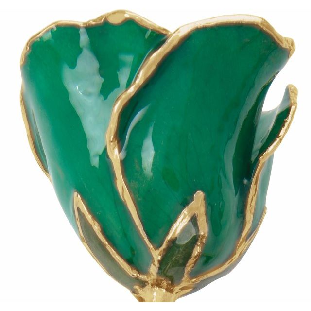 Emerald Colored Rose with Gold Trim