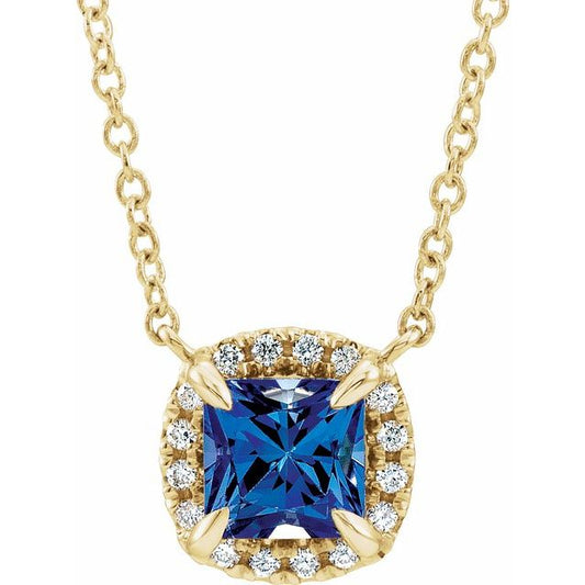 Gemstone & Diamond Halo Necklace