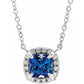 Gemstone & Diamond Halo Necklace