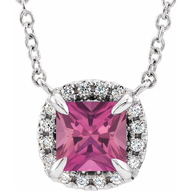 Gemstone & Diamond Halo Necklace