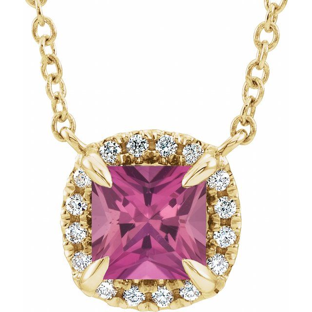 Gemstone & Diamond Halo Necklace