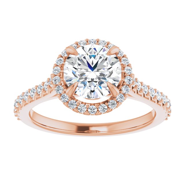 7 mm Round Lab-Grown Diamond Halo Engagement Ring