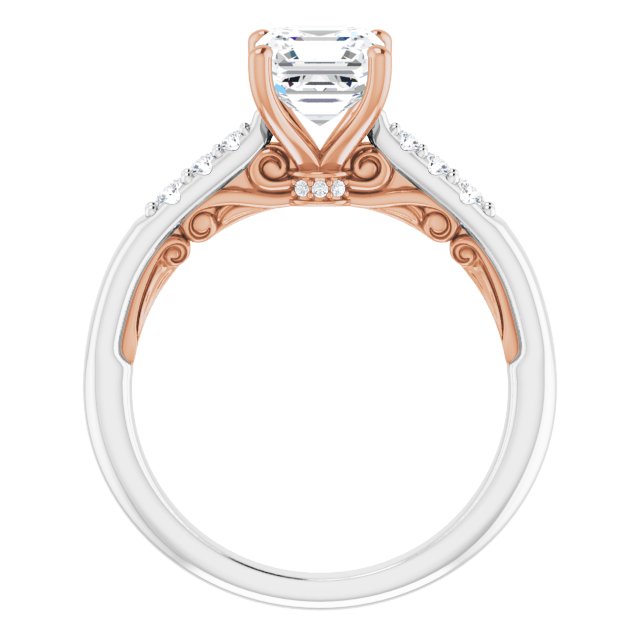 Asscher Accented Engagement Ring