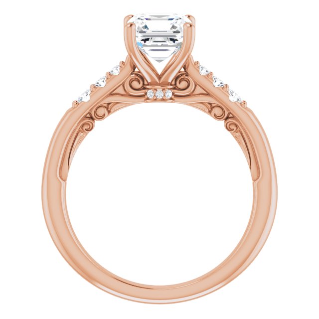Asscher Accented Engagement Ring