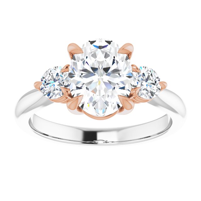 9x7 mm Oval Moissanite Engagement Ring 3-Stone