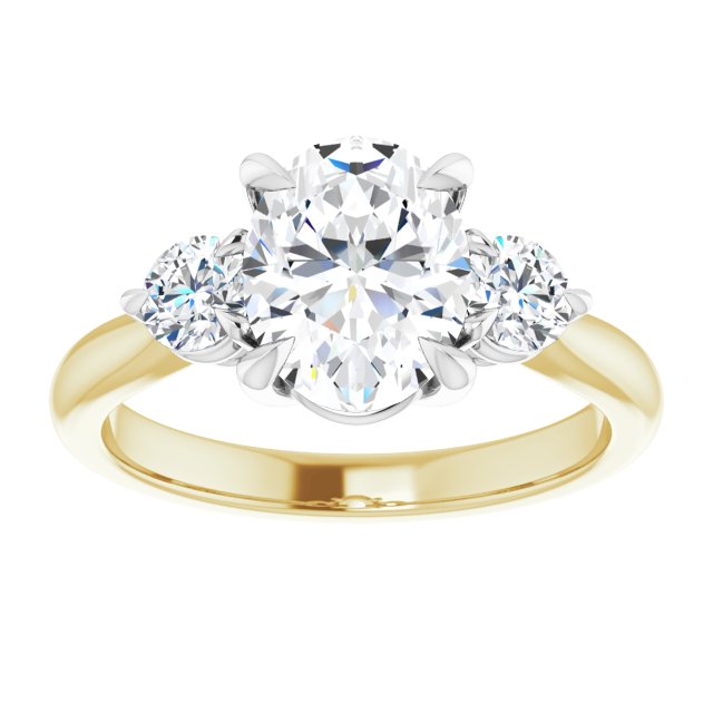 9x7 mm Oval Moissanite Engagement Ring 3-Stone