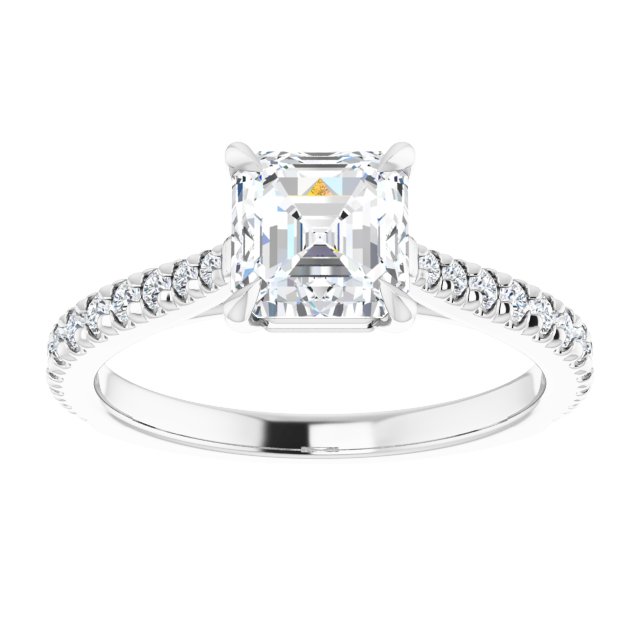 Asscher French Set Engagement Ring