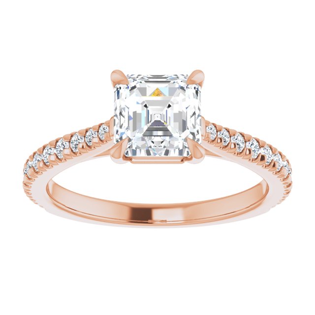 Asscher French Set Engagement Ring