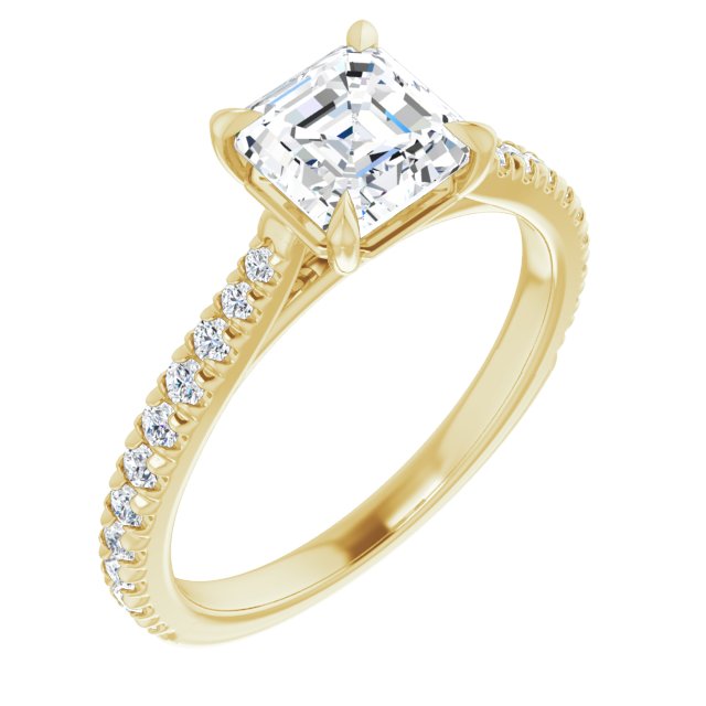 Asscher French Set Engagement Ring