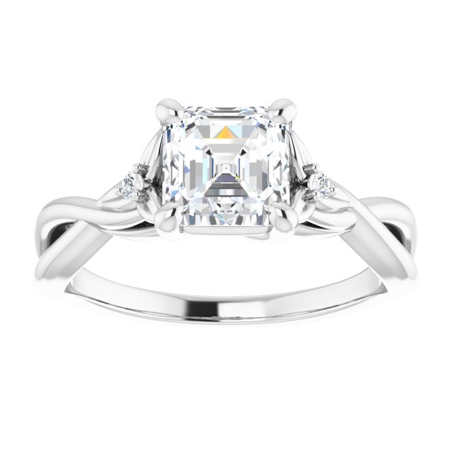 Twisted Asscher Accented Engagement Ring