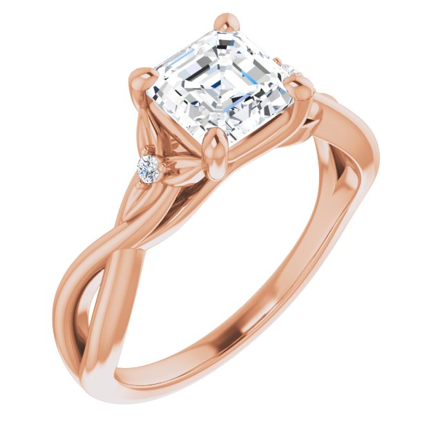 Twisted Asscher Accented Engagement Ring