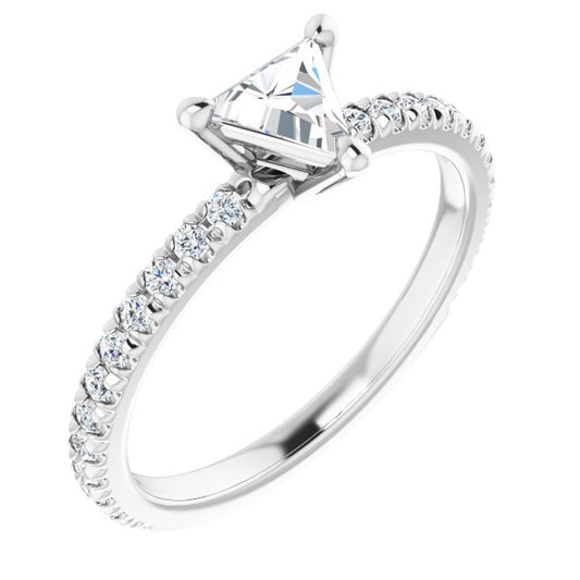 Triangle French-Set Engagement Ring