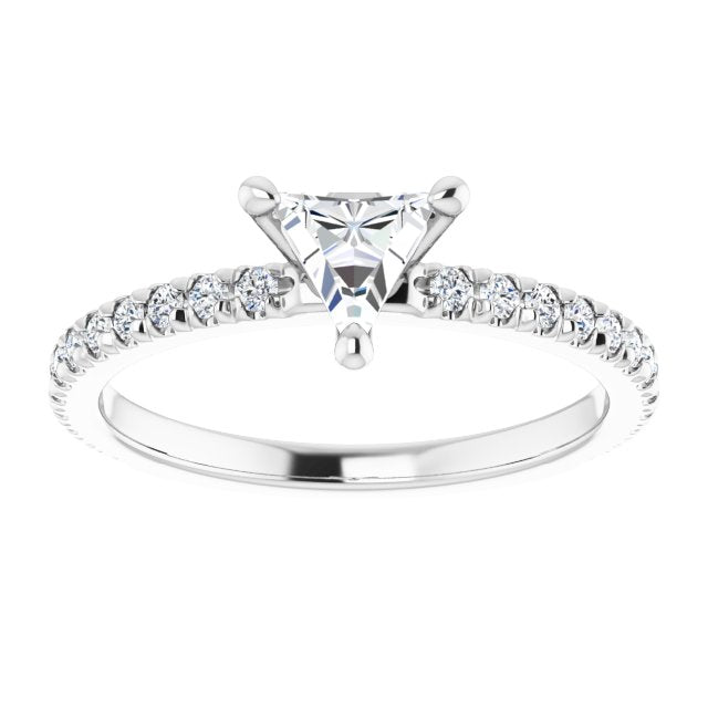 Triangle French-Set Engagement Ring