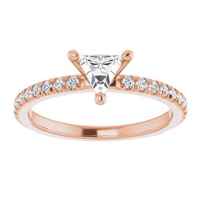 Triangle French-Set Engagement Ring