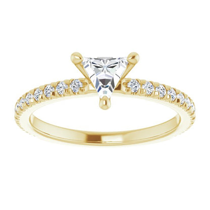 Triangle French-Set Engagement Ring
