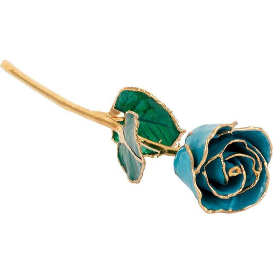 Aquamarine Colored Rose with Gold Trim