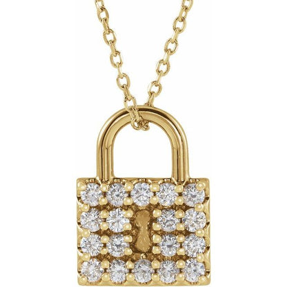 Natural Diamond Lock Necklace