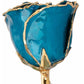 Blue Zircon Colored Rose with Gold Trim