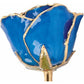 Blue Sapphire Colored Rose with Gold Trim