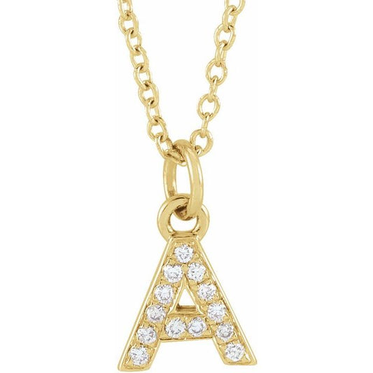 Diamond Petite Initial Necklace A-F