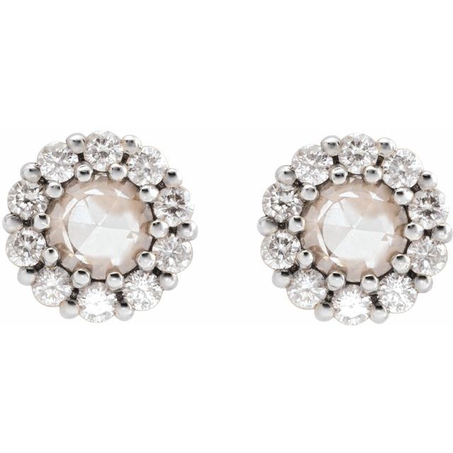 Rose-Cut Diamond Halo Earrings