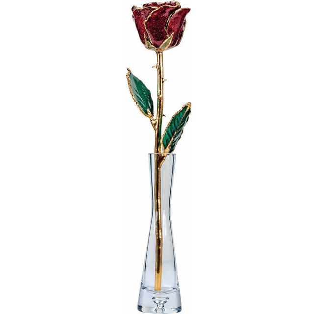 Peridot Colored Rose with Gold Trim