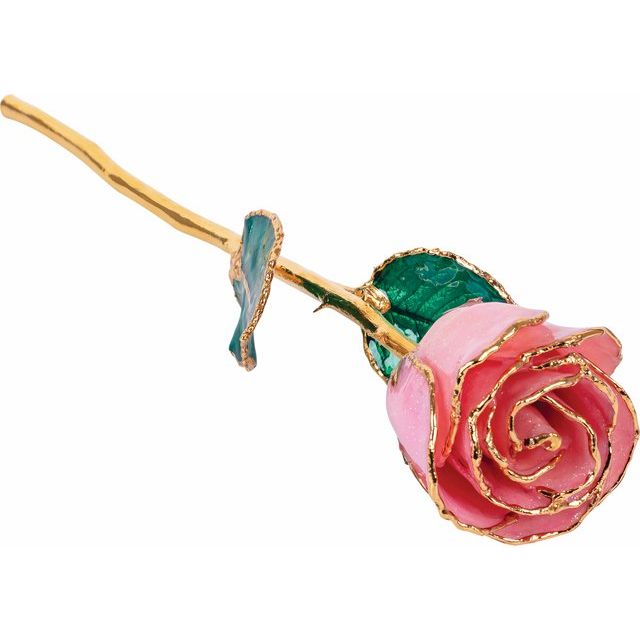 Pink Sparkle Colored Rose with Gold Trim