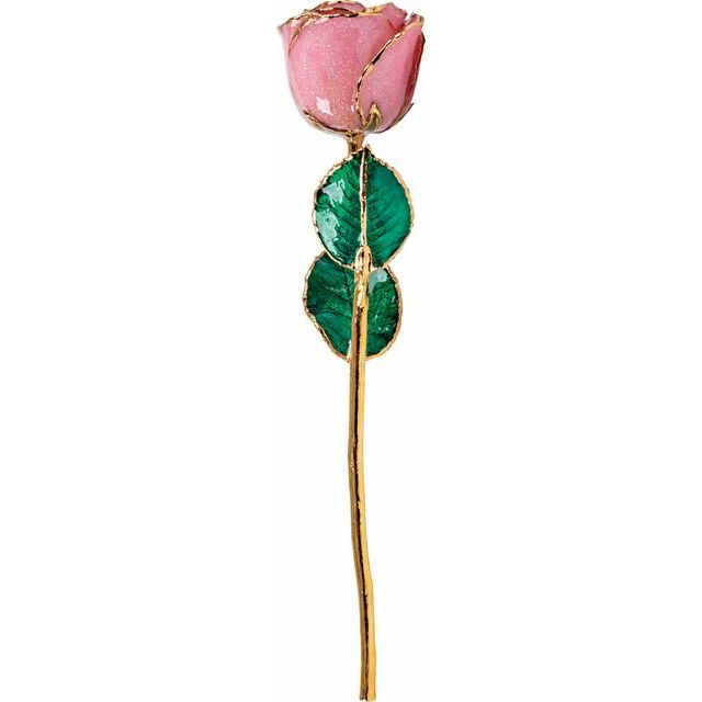 Pink Sparkle Colored Rose with Gold Trim