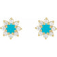 Gemstone and 1/8 CTW Natural Diamond Cabochon Flower Earrings