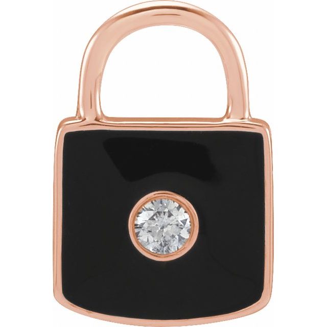 Enamel Diamond Lock Charm Pendant