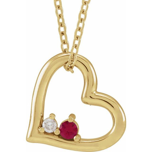 Ruby and Diamond Heart Necklace